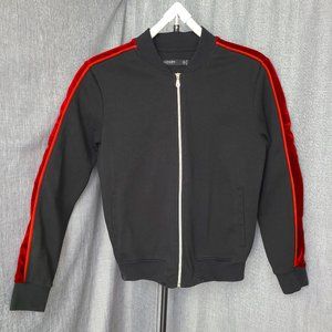 Hudson Outerwear Men's Track Jacket Full Zip Size M Red Velvet Stripe Sleeves